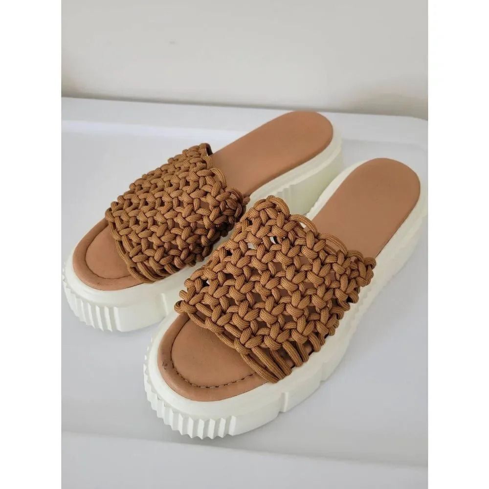 Anthropologie Tan Woven Sandals